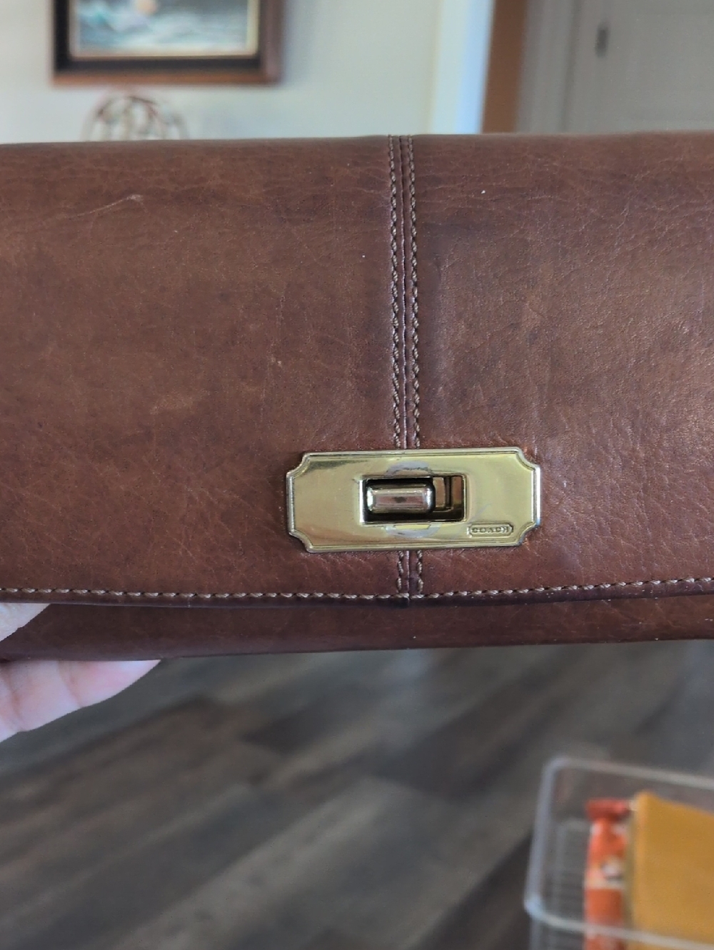 Coach vintage Turnlock Clutch‎ Wallet with Gold Hardware